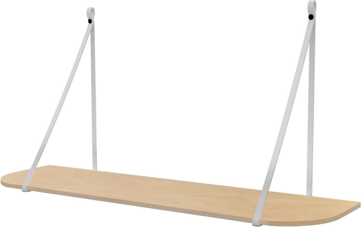 Leren plankdragers 'smal' - Handles and more® - LICHTGRIJS - 100% leer - set van 2 / excl. plank (leren plankdragers - plankdragers banden - leren plank banden)