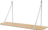 Leren plankdragers 'smal' - Handles and more® - LICHTGRIJS - 100% leer - set van 2 / excl. plank (leren plankdragers - plankdragers banden - leren plank banden)