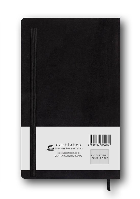 Carnet à couverture rigide noir, pages blanches