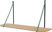 Leren plankdragers 'smal' - Handles and more® - VAALGROEN - 100% leer - set van 2 / excl. plank (leren plankdragers - plankdragers banden - leren plank banden)