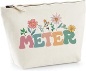 Toilettas - meter vragen - cadeau - katoenen tas - geschenk - liefste meter - bloemen - metie
