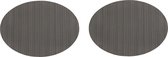 Krumble Placemats - Set van 2 - Ovaal - Placemats - Placemat - Onderlegger - Onderzetter - Grijs - PVC - 32 x 45 cm