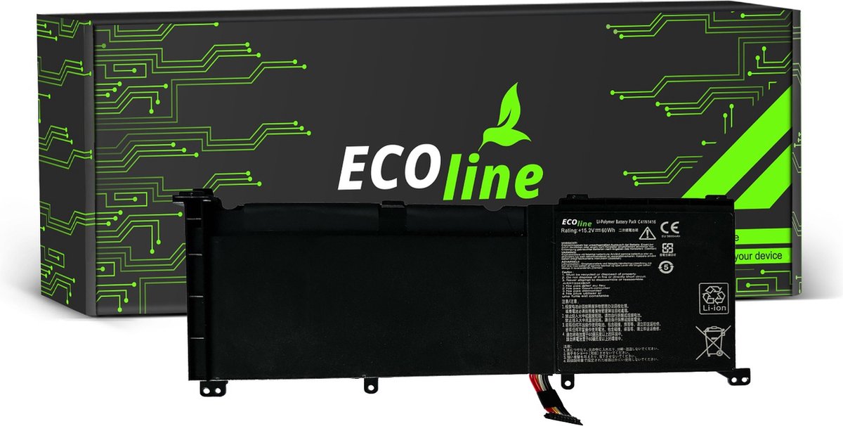 EcoLine - C41N1416 Batterij Geschikt voor de Asus G501J G501JW G501V G501VW Asus ZenBook Pro UX501 UX501J UX501JW UX501V UX501VW / 15.2V 3650 mAh.