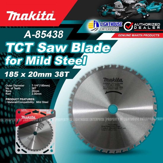 Foto: Makita 7 1 4 185mm 38t tct saw blade for mild steel a 85438 