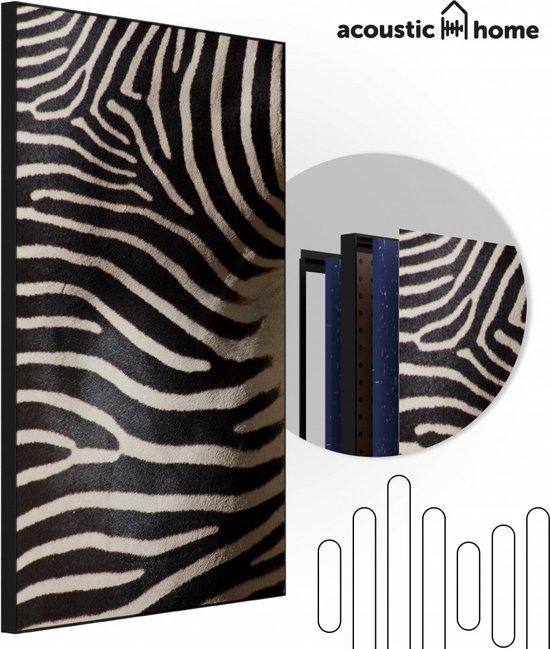 Akoestische panelen - Geluidsisolatie - Akoestische wandpanelen - Akoestisch schilderij AcousticPro® - paneel met zebra huid - design 360 - Premium - 90x130 - Wit- Wanddecoratie - woonkamer - geluidsdemper - studio schuim