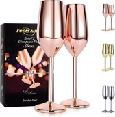 Flûtes à champagne acier inoxydable 200 ml or rose, incassables, sans BPA, pour mariages et anniversaires, 3 couleurs, acier inoxydable, or rose, 200 ml...