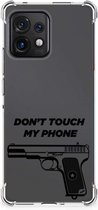 Cover Case Motorola Edge 40 Pro Telefoonhoesje met doorzichtige rand Pistol Don't Touch My Phone