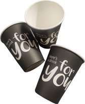 Grote kartonnen bekers - Zwart - Set van 25 - 300 ml - XL To Go bekers - Here's a drink for you - Paper Cups - koffiebekers / Limonadebekers