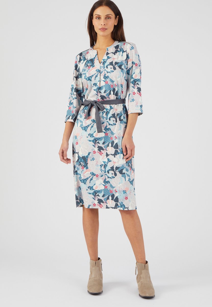 Damart - Jurk in warm stretchtricot met print, gerecycleerde vezels* - Dames - Grijs - 50