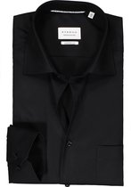 ETERNA comfort fit overhemd - popeline - zwart - Strijkvrij - Boordmaat: 45