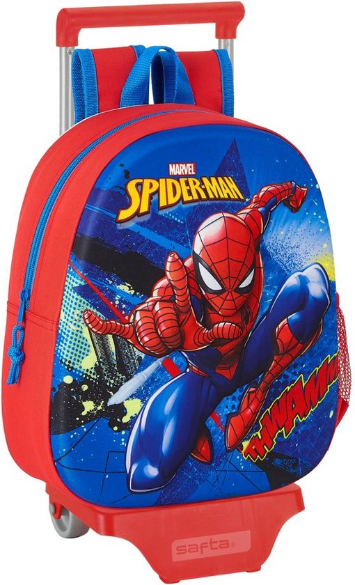Sac à dos scolaire 3D à Roues Spiderman Blauw Rouge