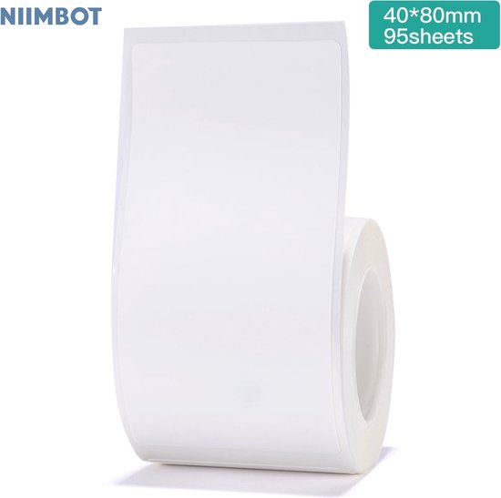 Niimbot labelrol, 40x80mm, 95 vellen, wit.