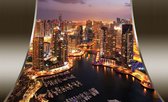 Fotobehang - Vlies Behang - Dubai Stad door Metalen Lijst 3D - 312 x 219 cm