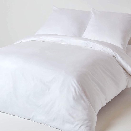 HOMESCAPES 3-delige premium beddengoedset, wit, van 100% Egyptisch katoen, 1 dekbedovertrek 240 x 220 cm en 2 kussenslopen 80 x 80 cm