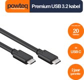 Powteq - 1.5 meter premium USB 3.2 kabel - Zwart - USB C kabel