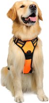 JAXY Hondenharnas - Hondentuig - Hondentuigje Kleine Hond - Y Tuig Hond - Harnas Hond - Anti Trek Tuig Hond - Reflecterend - Maat L - Oranje