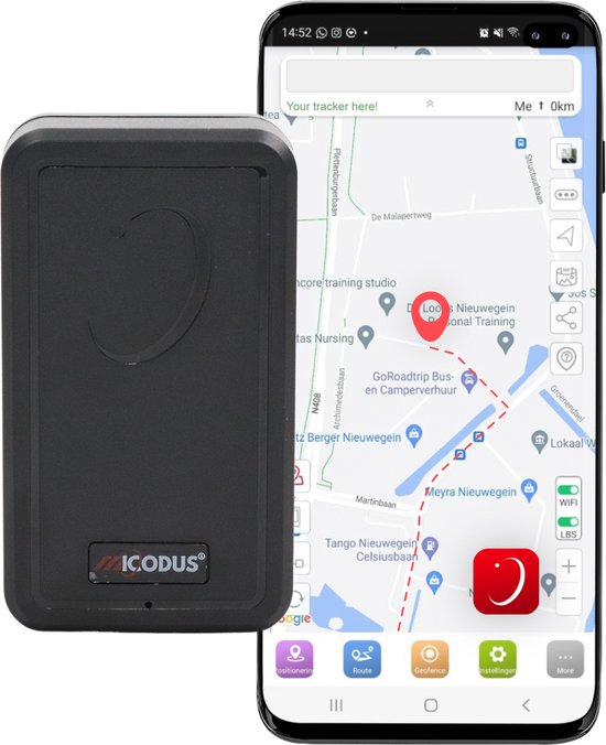 GPS-tracker voor voertuigen, compatibel met ingebouwde app (iOS en