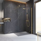 Paroi de douche Schulte - douche à l'italienne - 90x200 - profil doré - verre de sécurité transparent - anticalcaire