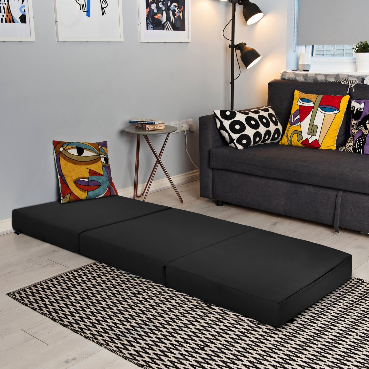 Lit Z Pliable Loft 25 - Futon D'Appoint Imperméable Bleu, 66x198cm Déplié