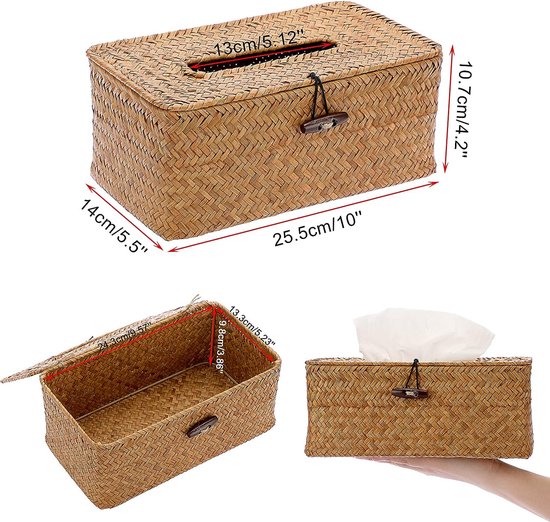 Huishoudelijke Rechthoekige Zeegras Facial Tissue Box Decoratieve