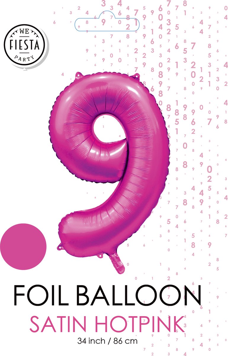 folieballon cijfer 9 mat warm roze metallic