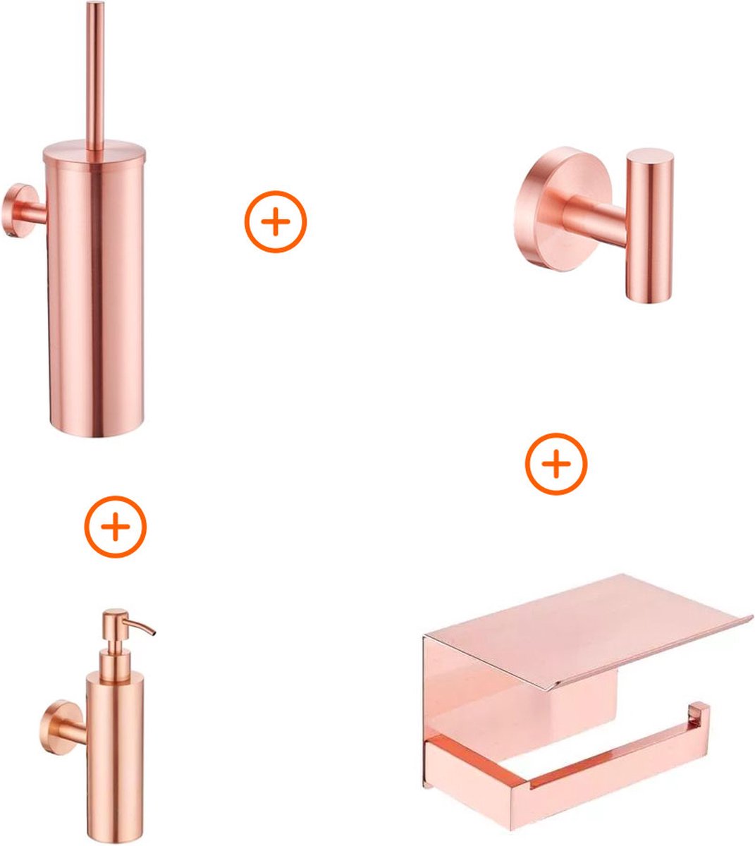 Toilet accessoires set Mat rose goud design met zeepdispenser