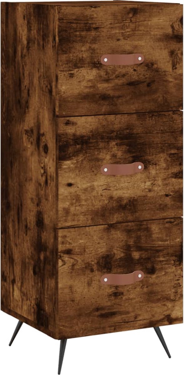 vidaXL - Dressoir - 34,5x34x90 - cm - bewerkt - hout - gerookt - eiken