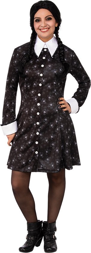 Rubies - Horror Films Kostuum - Wednesday Addams Too Cool For School - Vrouw - Zwart - Medium - Halloween - Verkleedkleding