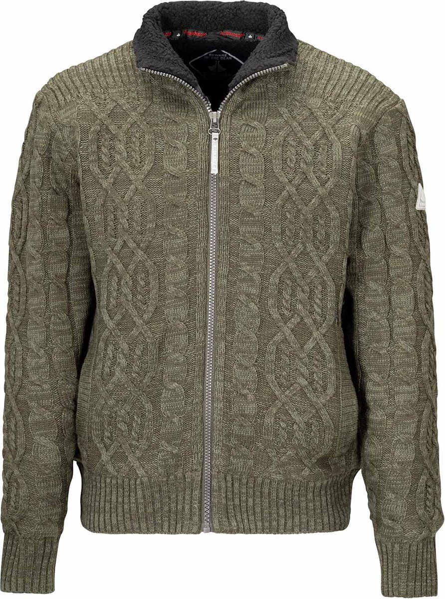 BJØRNSON Viggo Teddy Wintervest Heren Kabel Gebreid 2XL Olijfgroen
