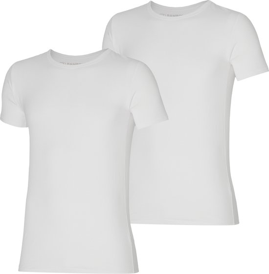 Apollo heren T-shirt Bamboe - Ronde Hals- 2-pack - Wit - XXL