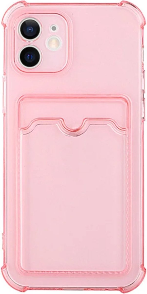 Roze Telefoonhoesje iPhone 14 Pro met pashouder- vergeelt niet - extra bescherming