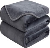 Deken, fleece, dik, 220 x 240 cm, donkergrijs, zacht en warm, dubbele deken en flanellen deken sofa Throw – aan beide zijden te gebruiken