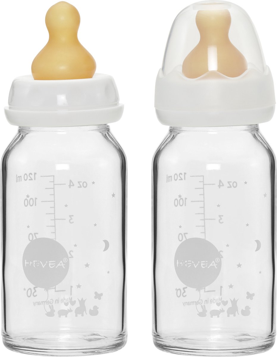 Hevea Glazen Fles 120 ml 2 Stuks