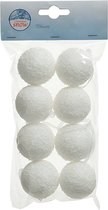 Decoris Neige artificielle 8x boules de neige blanches 4 cm - décoration de neige