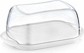 Hobby Life Beurrier avec couvercle - blanc/transparent - Plastique sans BPA - 11 x 18,5 x 7,5 cm