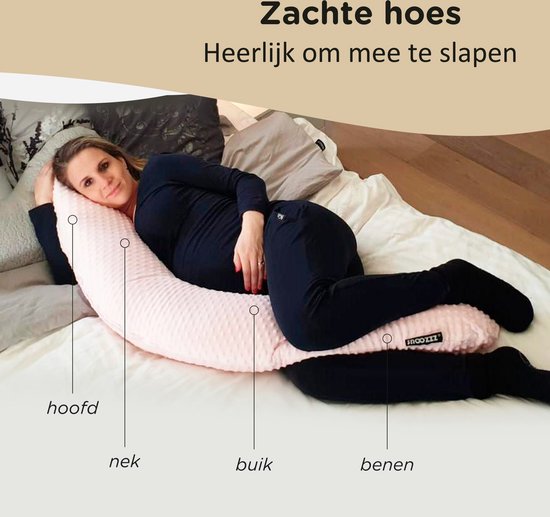 Snoozzz Voedingskussenhoes - Hoes voor voedingskussen zwangerschapskussen - premium kwaliteit - 185 cm - 100% katoen - Babette van SNOO — afbeelding 4