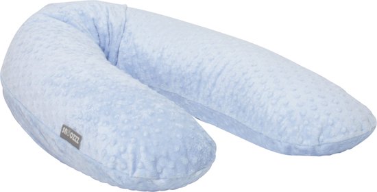 Snoozzz Voedingskussen Zijslaapkussen Lichaamskussen Premium kwaliteit - 185 cm - microparel vulling - luxe draagtas - zachte velours - Baby Blauw