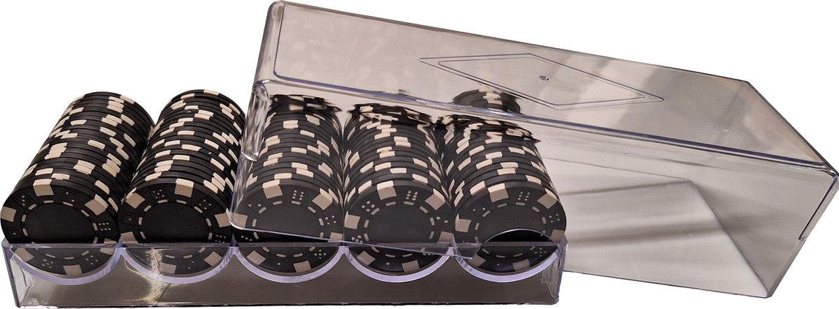 Poker - Poker bakje Zwart - Pokerset - Poker fiches - Fiches - Poker chips - Poker set - Casino - Casino chips - Cave & Garden