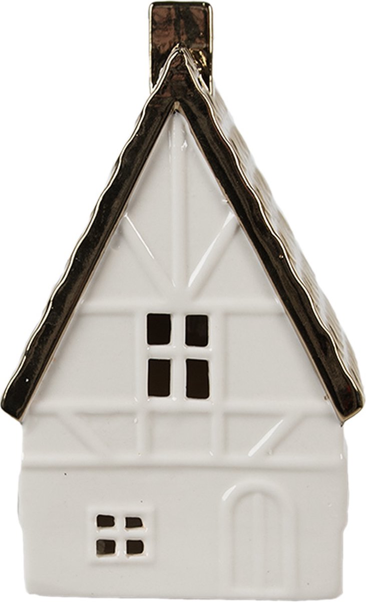 Decoratie Huis 16 cm Beige Goudkleurig Porselein