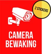 Pictogram/ sticker | "Camerabewaking" | CCTV | Beveiliging | Videobewaking | Diefstal verhinderen | Preventie | Rood | Opvallend | 2 stuks