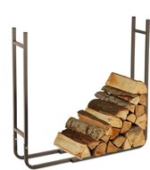 Relaxdays brandhoutrek staal - 2-delig haardhoutrek - binnen - haardopslag - houtblokken