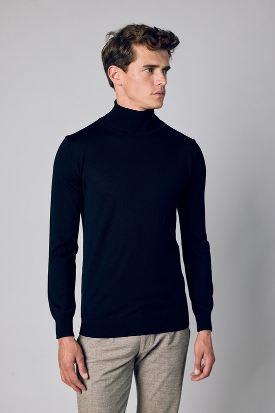 Pull col roulé Nils - Coupe Slim - Zwart - XL