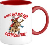 Ho Ho Ho Doorzuipen - Foute kersttrui kerstcadeau - Dames / Heren / Unisex Kleding - Grappige Kerst en Bier Outfit - Mok - Rood