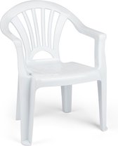 8x stuks kinder stoelen 50 cm - Wit - Tuinmeubelen - Kunststof binnen/buitenstoelen voor kinderen