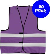 50-pack paarse veiligheidshesjes - Veiligheidsvesten paars - Veiligheidshesjes volwassenen - Hesjes evenementen - Hesjesfabriek