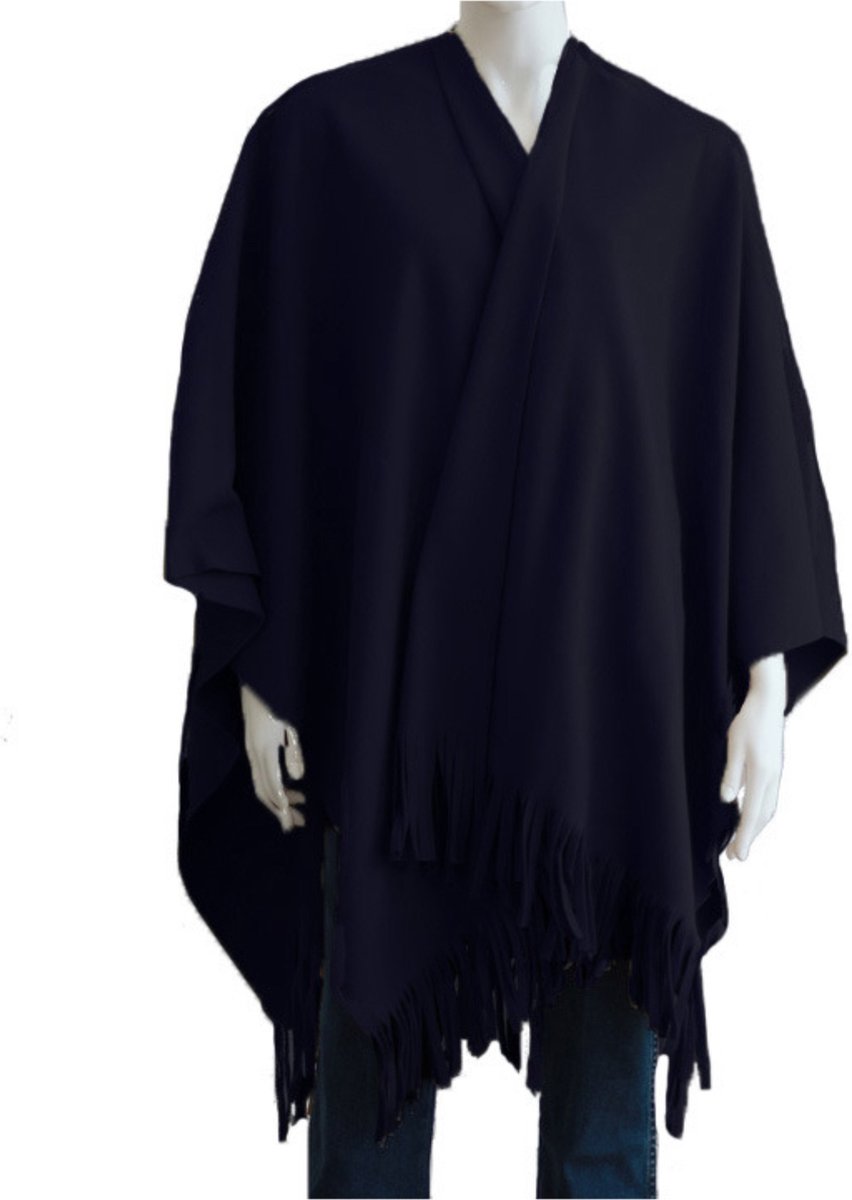Luxe omslagdoek / poncho - paars - 180 x 140 cm - fleece - Dameskleding accessoires winter / herfst