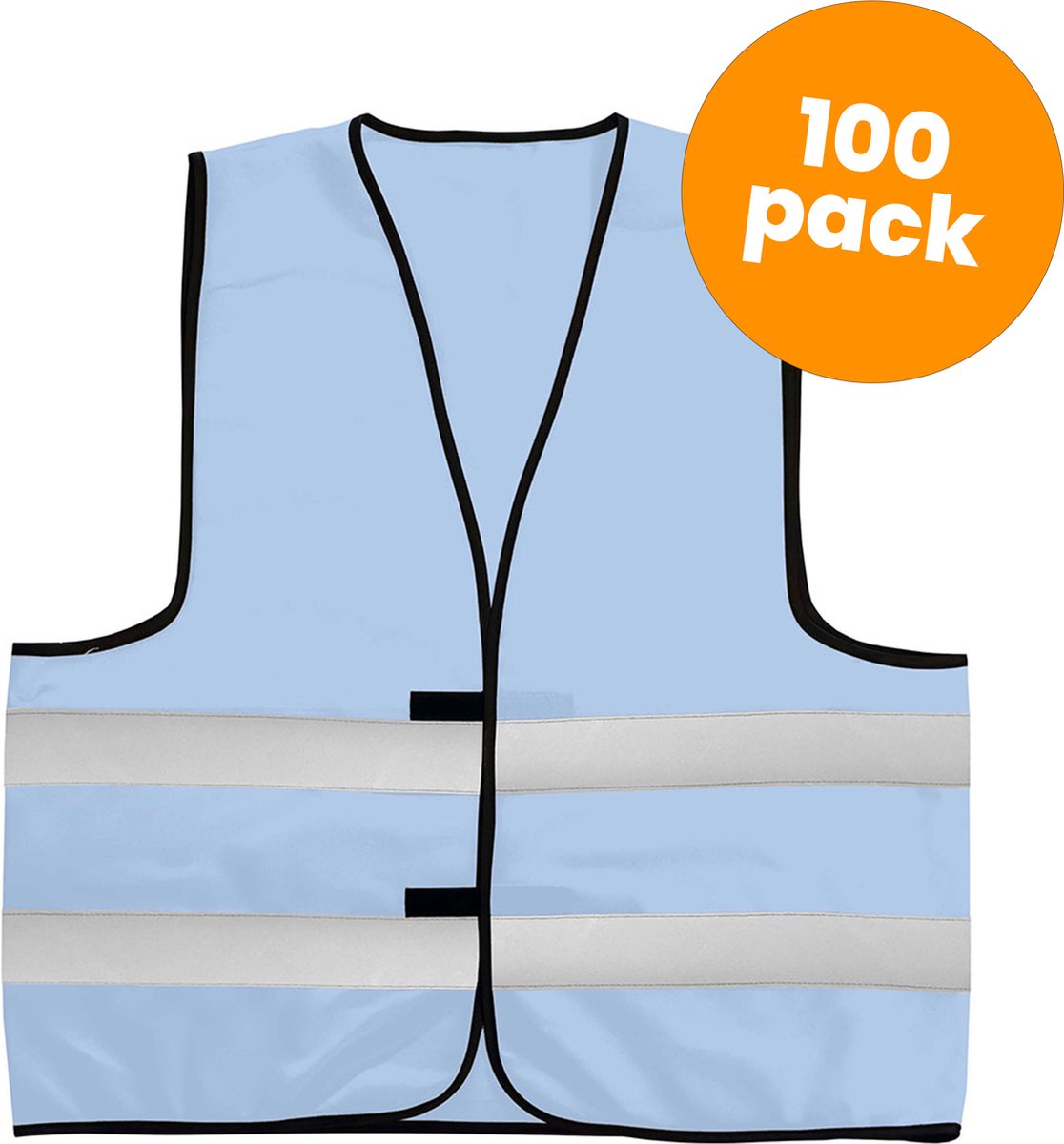 100-pack lichtblauwe veiligheidshesjes - Veiligheidsvesten lichtblauw - Veiligheidshesjes volwassenen - Hesjes evenementen - Hesjesfabriek