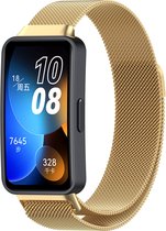 Milanees Smartwatch bandje - Geschikt voor Huawei Band 8 / Huawei Band 9 Milanese band - goud - Strap-it Horlogeband / Polsband / Armband