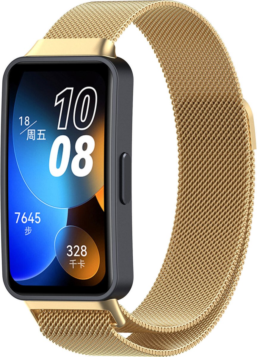 Milanees Smartwatch bandje - Geschikt voor Huawei Band 8 / Huawei Band 9 / Huawei Band 10 Milanese band - goud - Strap-it Horlogeband / Polsband / Armband