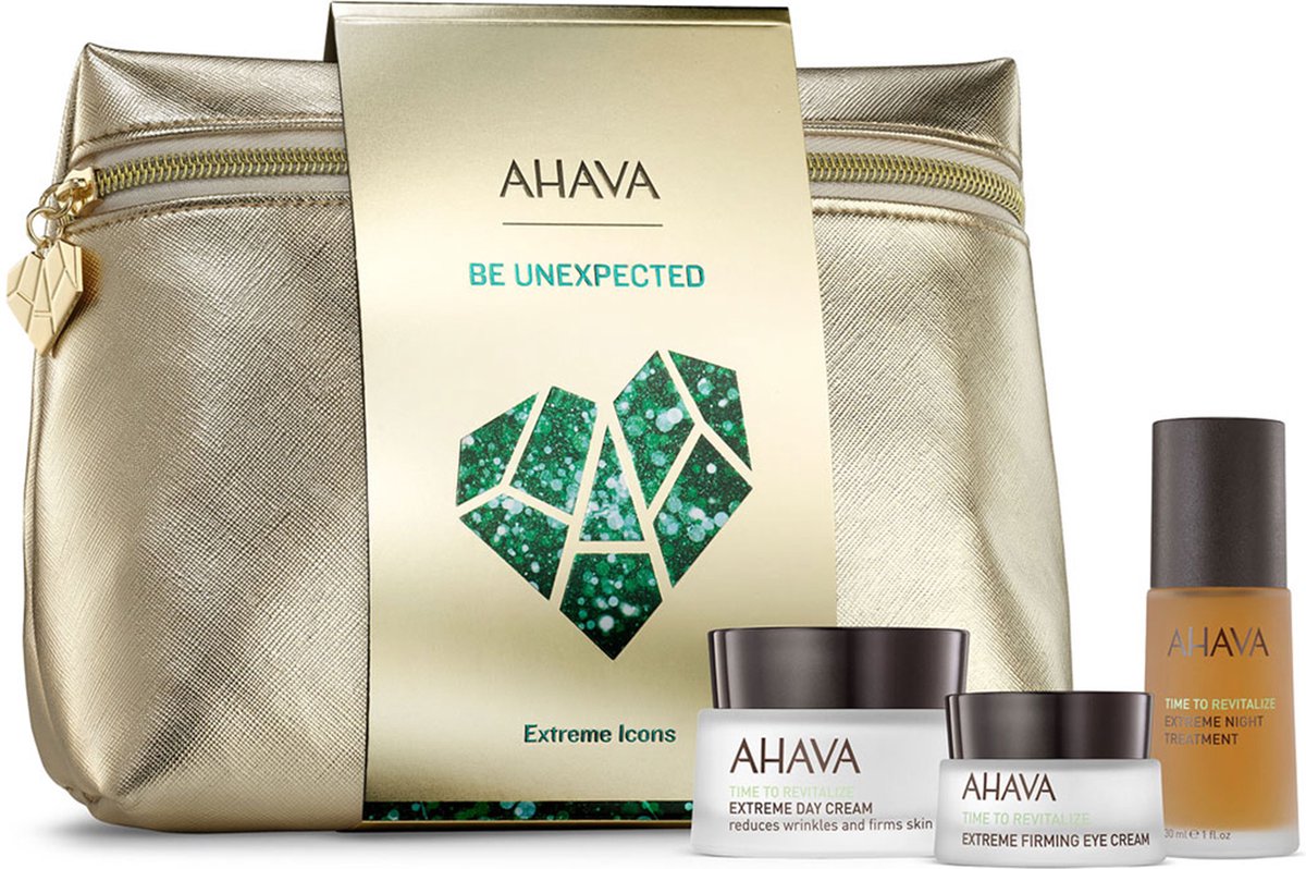 Goedkoopste AHAVA Extreme Icons Set - Verjongend & Verstevigend | Hydrateert & Vermindert Rimpels | Gebaseerd op EXTREME™ Complex | Anti-rimpel Creme voor mannen & Vrouwen | Anti-aging met Hyaluronzuur | Set inclusief Dagcrème, Oogcrème & Nachtcrème - Set van 4